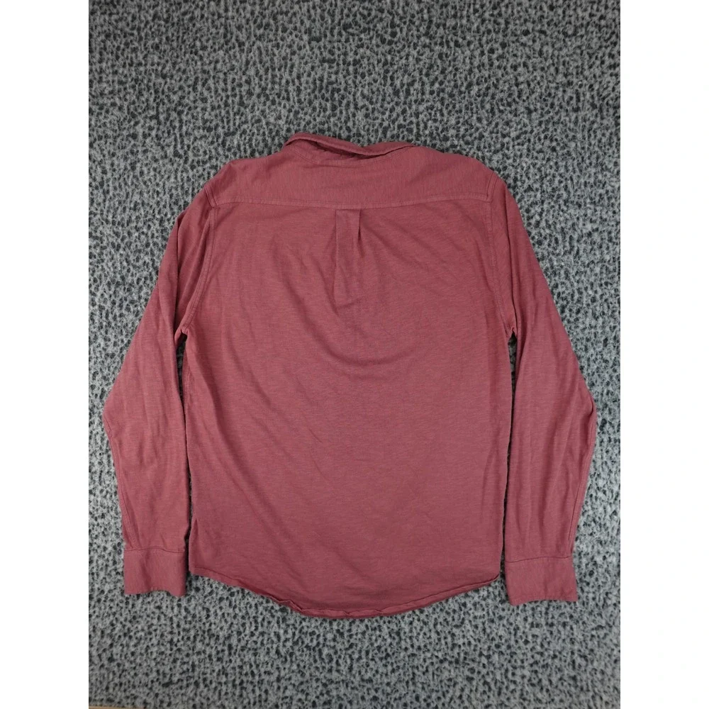 J. Crew Knit Button Down Mens Medium Red Garment Dyed Slub Cotton LS Shirt